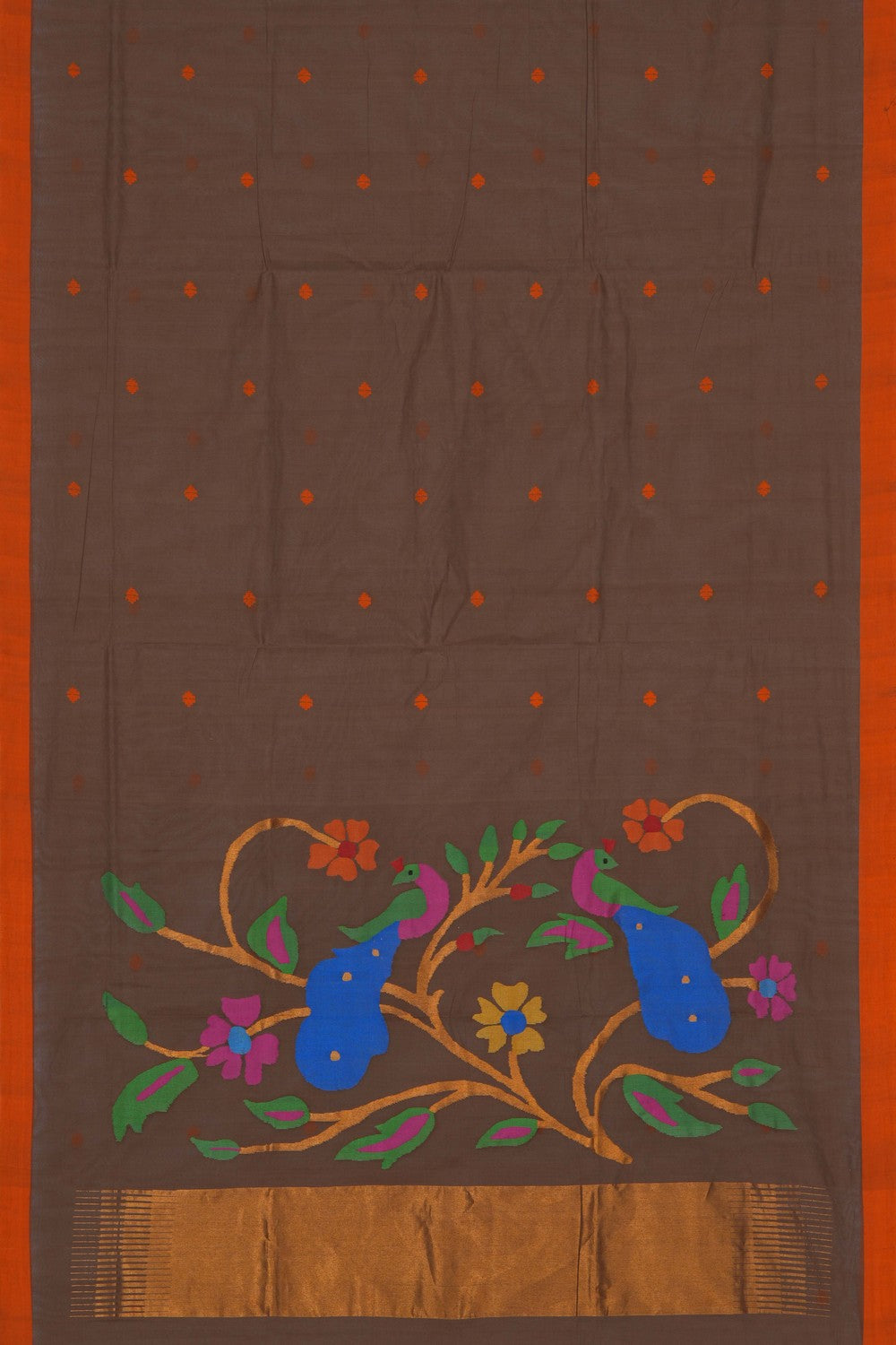 Image of Ponduru Cotton Brown Saree