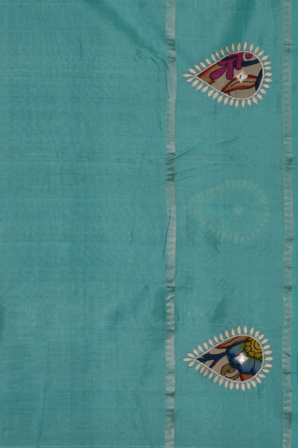 Image of Mangalagiri Silk Pavada Unstitched 3 Pcs Set