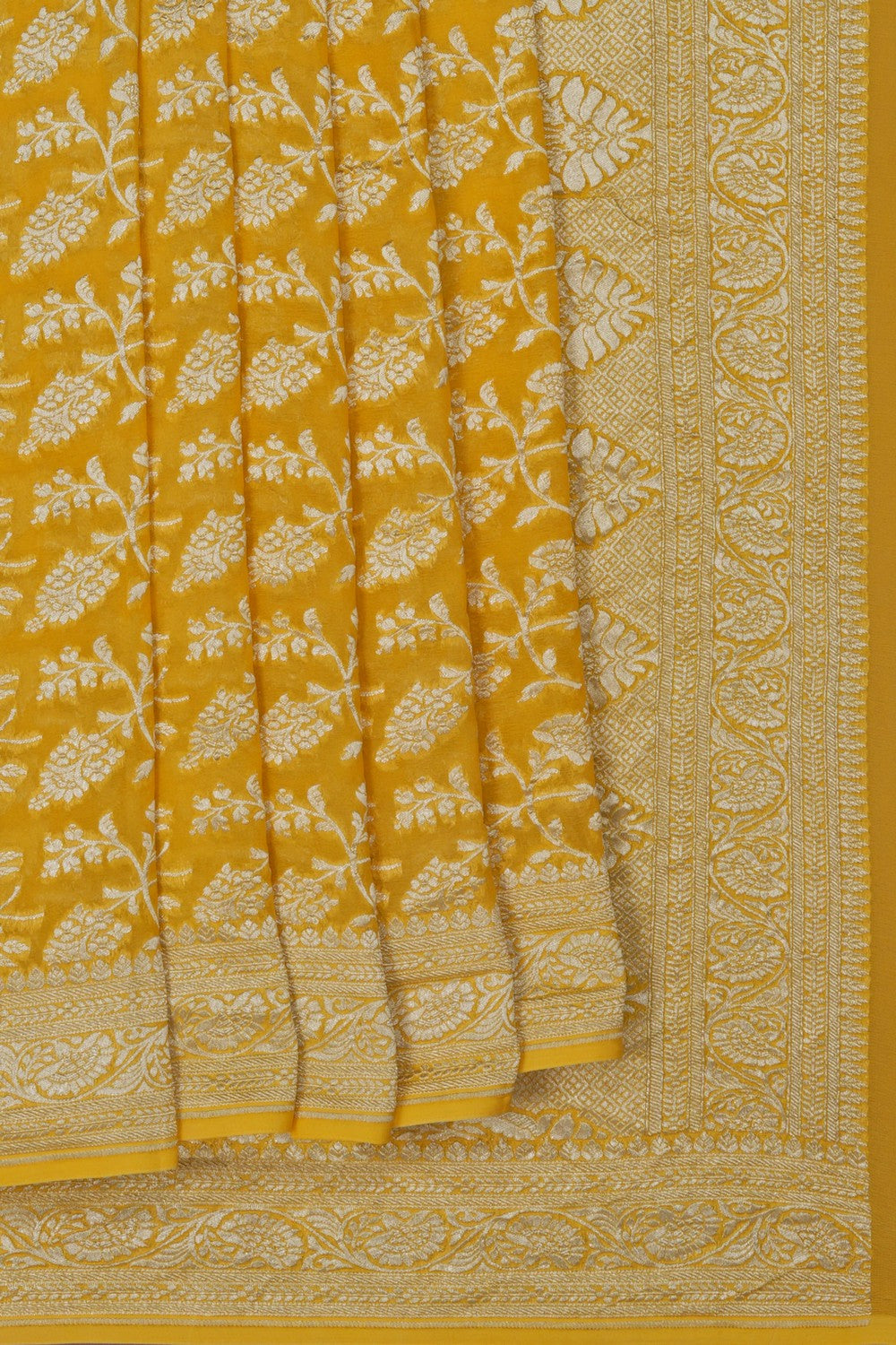 Image of Banarasi Chiffon Yellow Saree