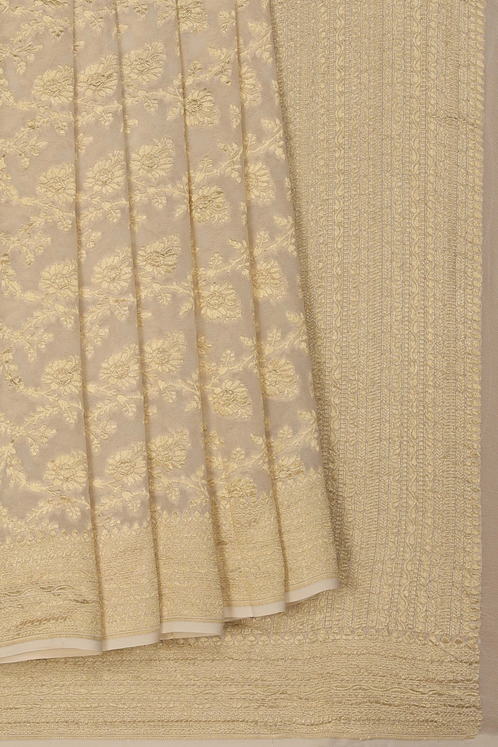 Image of Banarasi Chiffon Off-White Saree
