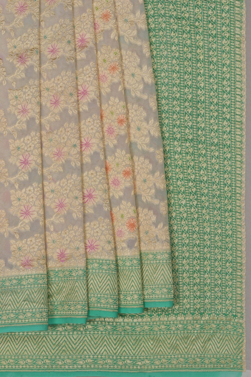 Image of Banarasi Chiffon Off-White Saree