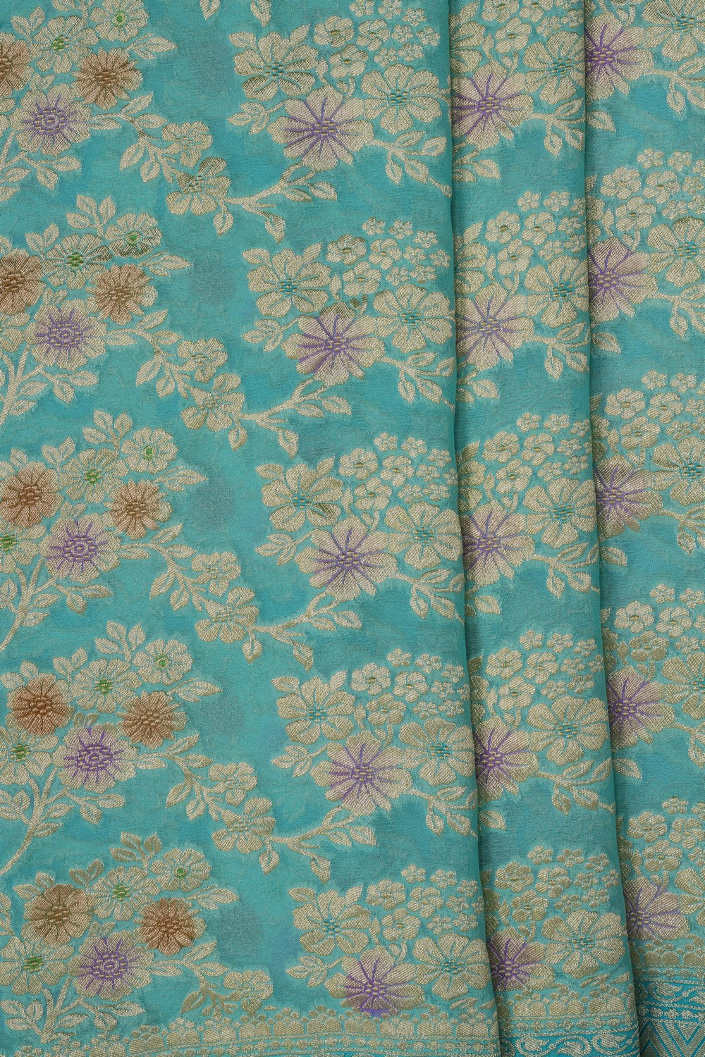 Image of Banarasi Chiffon Sea Blue Saree
