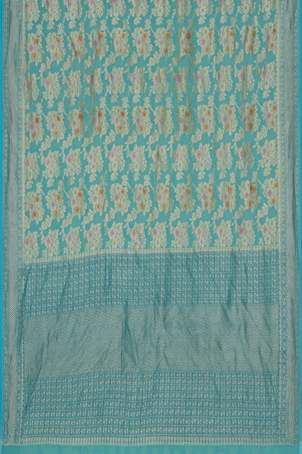 Image of Banarasi Chiffon Sea Blue Saree