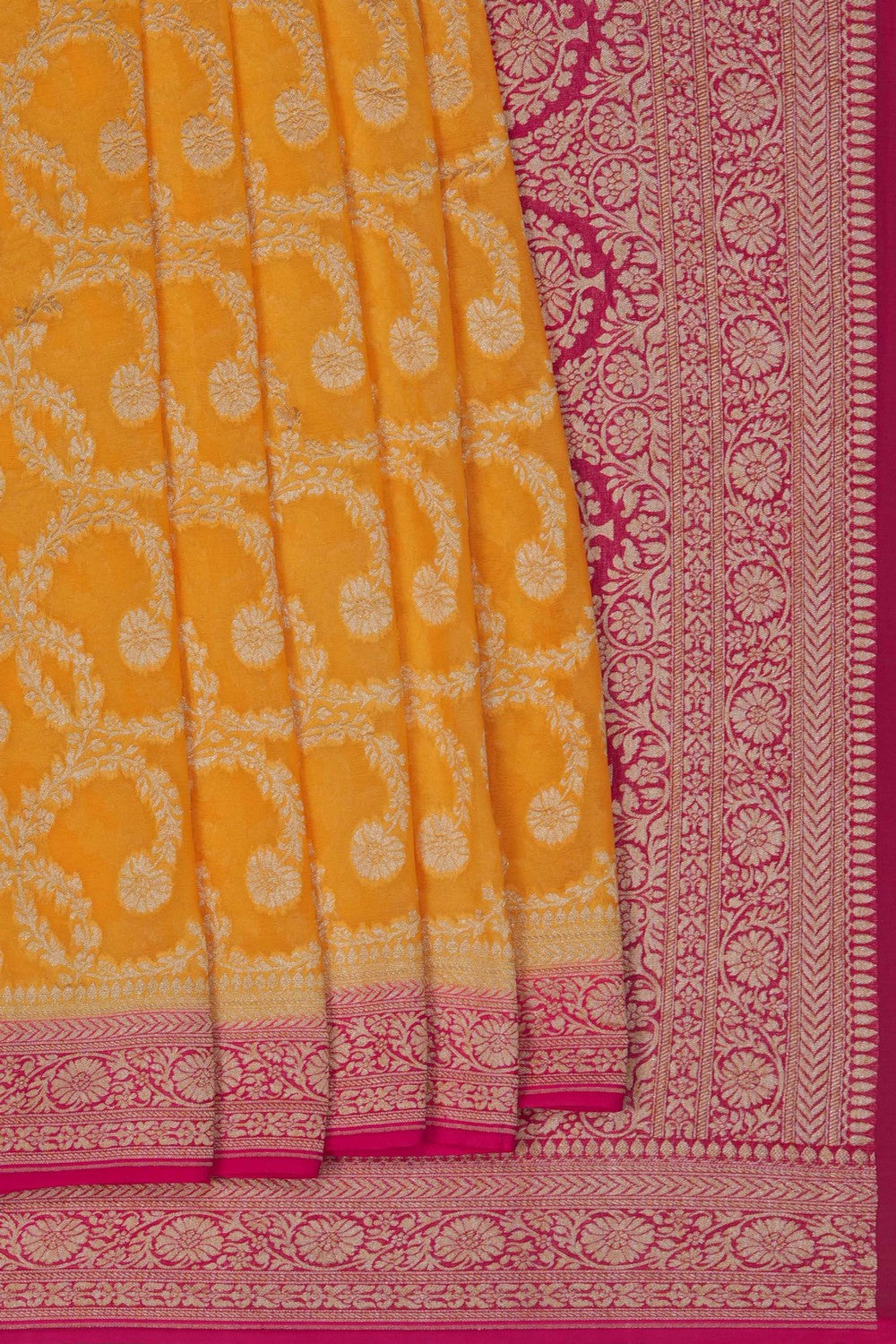 Image of Banarasi Chiffon Yellow Saree