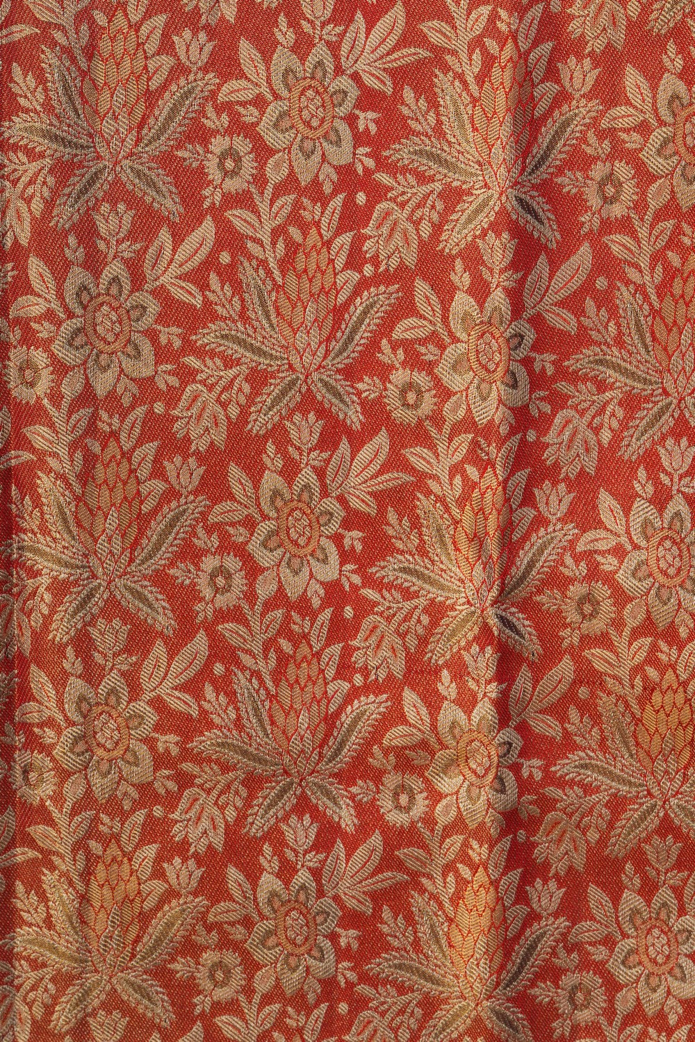 Image of Kanjivaram Silk Tissue Brocade Red Saree