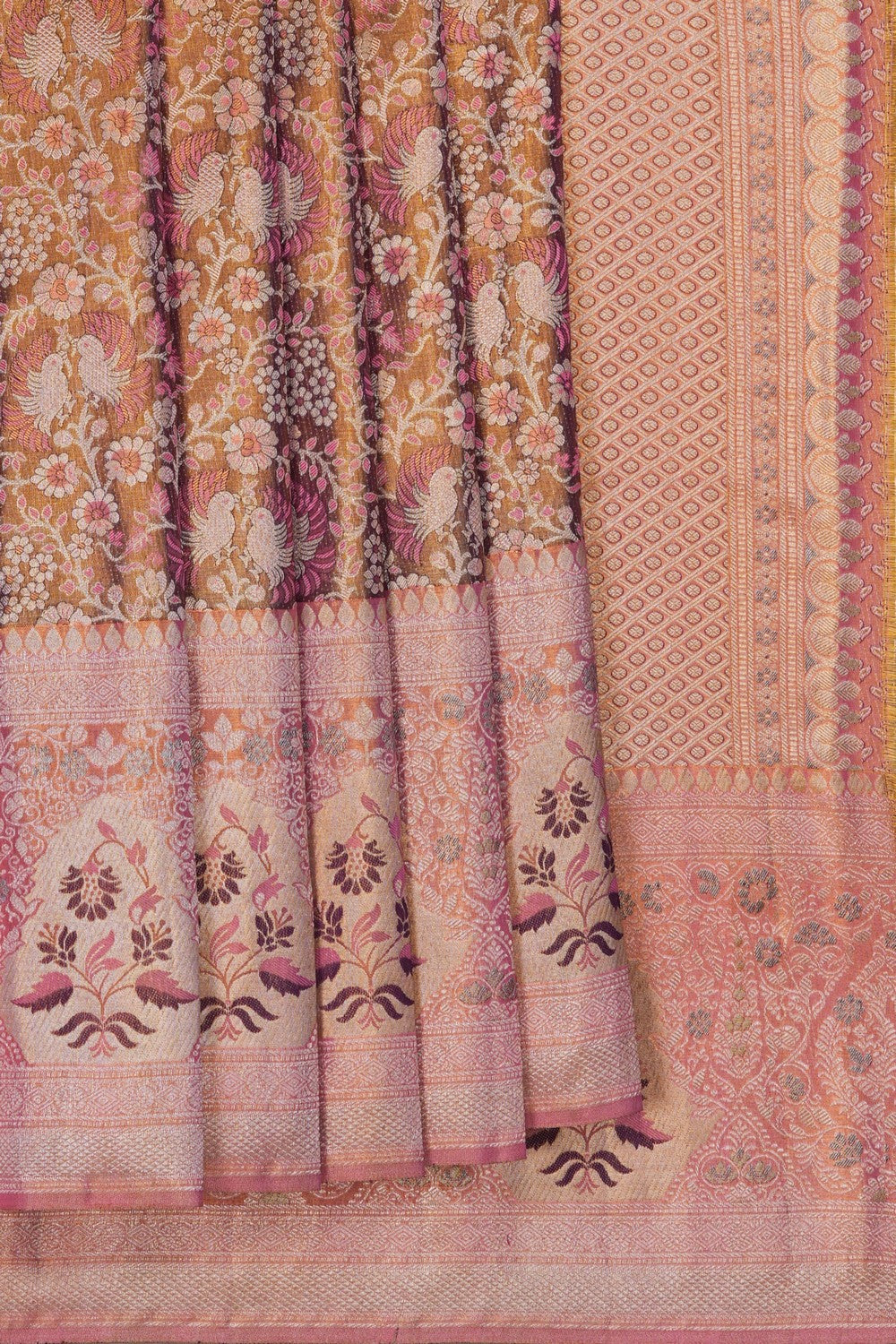 Image of Kanjivaram Silk Tissue Brocade Gold Saree