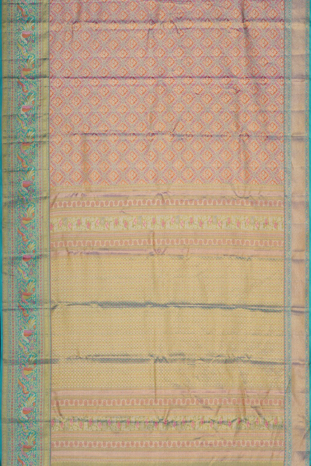 Image of Kanjivaram Silk Tissue Brocade Pink Saree
