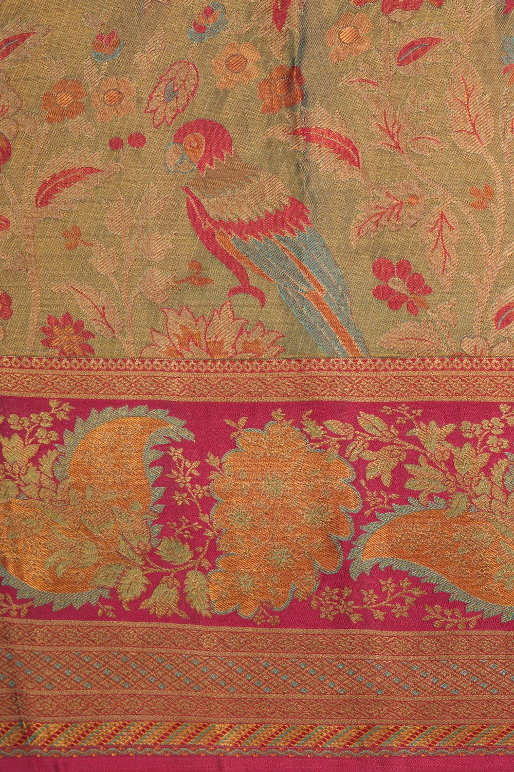 Image of Kanjivaram Silk Tissue Brocade Pink Saree