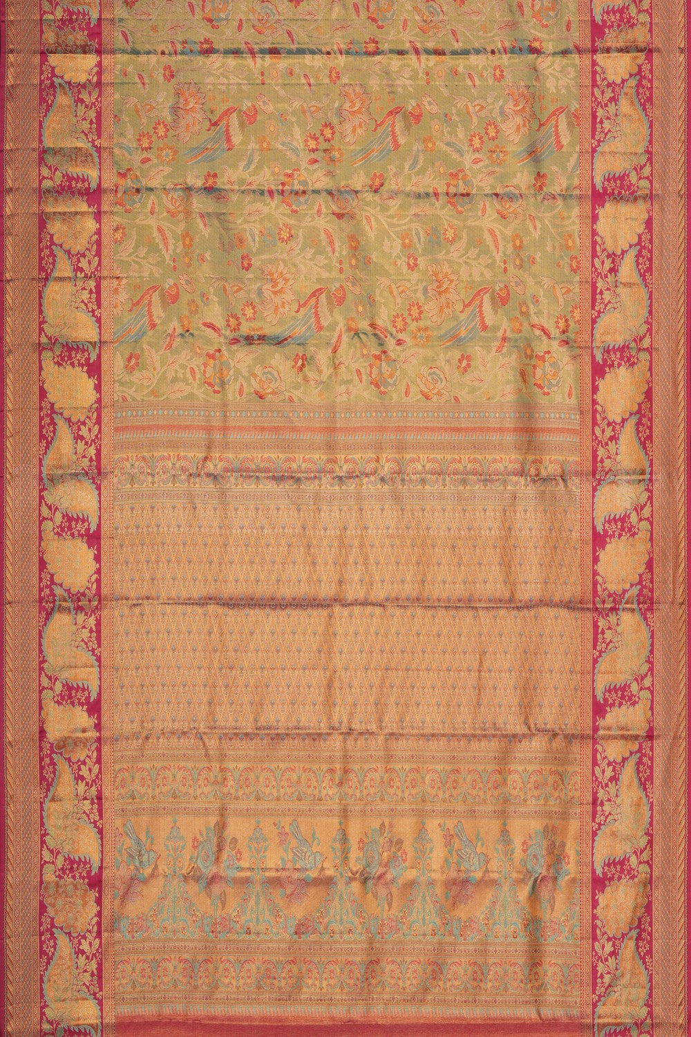Image of Kanjivaram Silk Tissue Brocade Pink Saree
