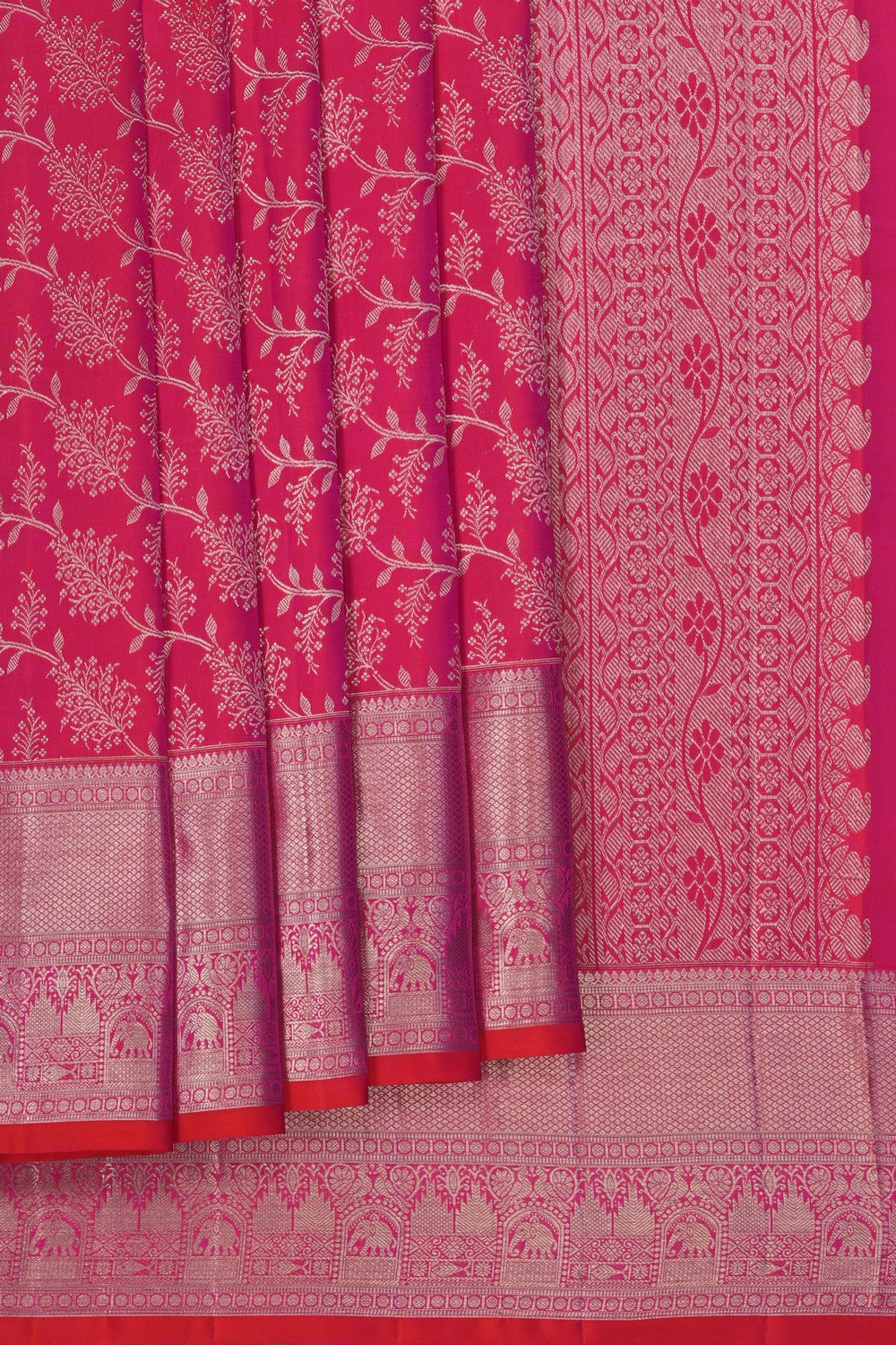 Image of Kanjivaram Silk Brocade Pink Saree