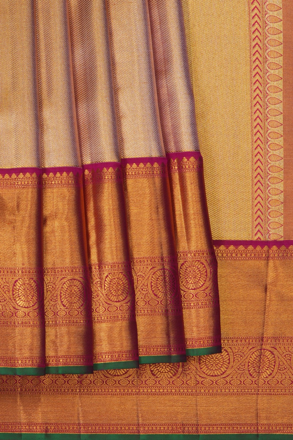 Image of Kanjivaram Silk Brocade Gold Saree