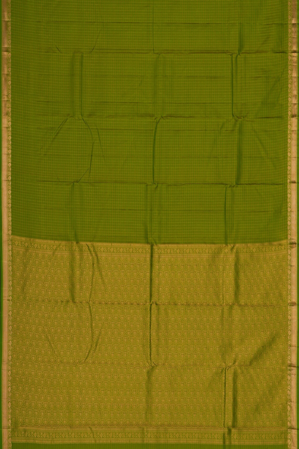 Image of Kanjivaram Silk Kattam Green Saree