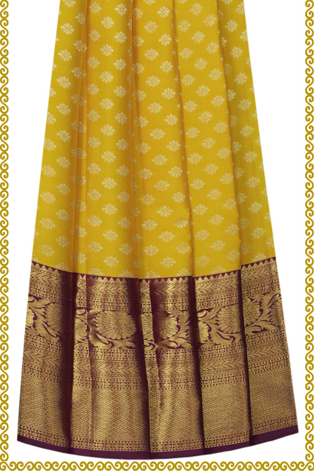 Image of Kanchipattu Pavada Light Yellow Unstitched Set