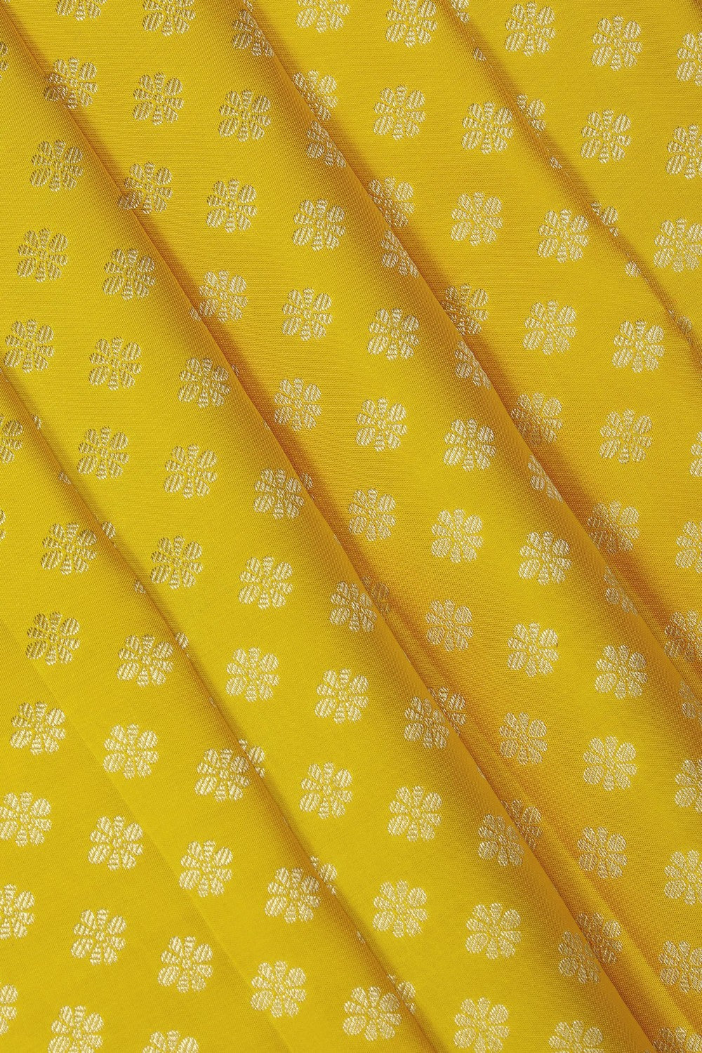 Image of Kanchipattu Pavada Light Yellow Unstitched Set