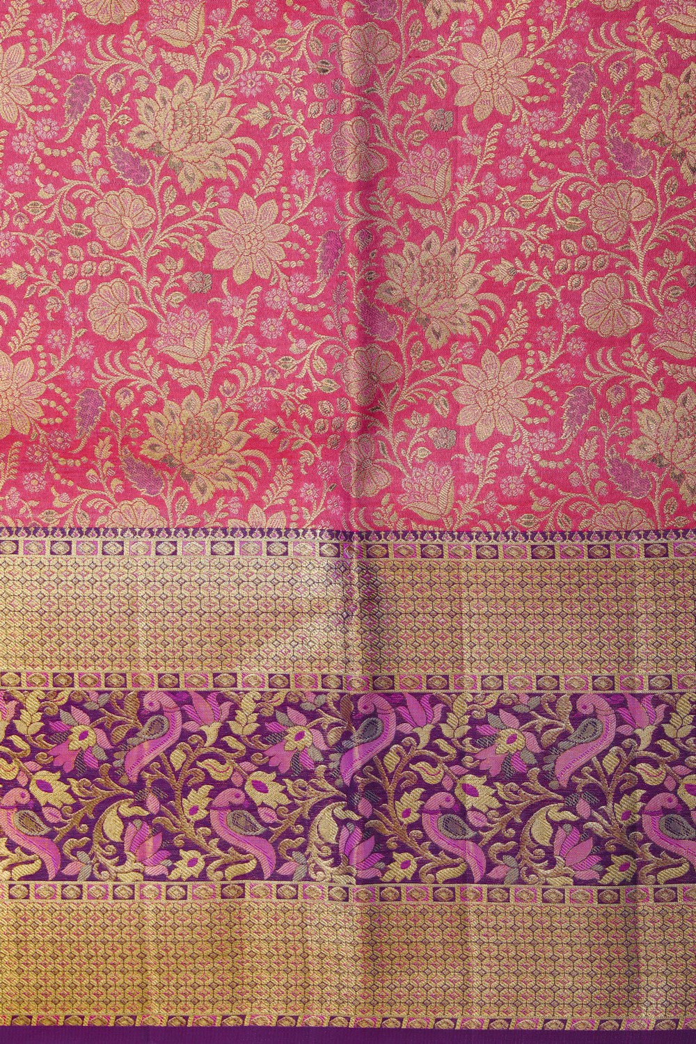 Image of Kanchipattu Pavada Pink Unstitched Set