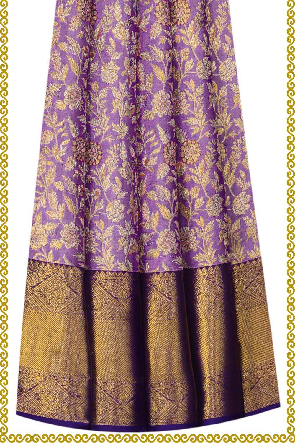 Image of Kanchipattu Pavada Lavender Unstitched Set