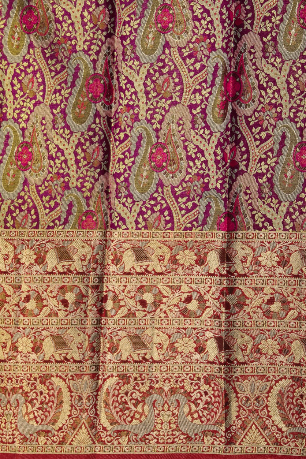 Image of Kanchipattu Pavada Purple Unstitched Set
