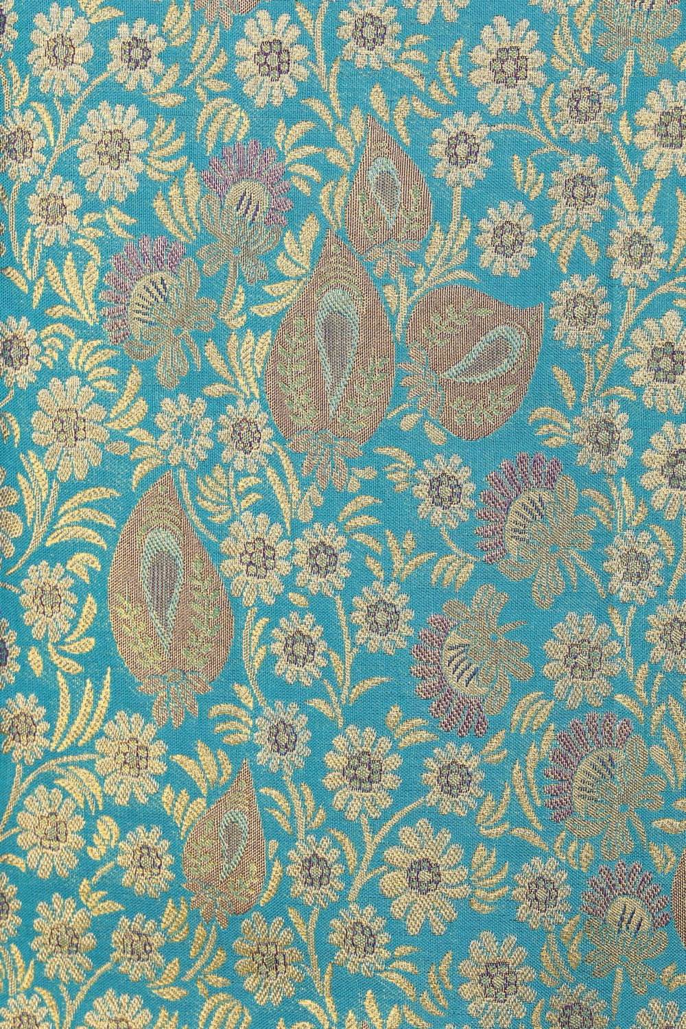 Image of Kanchipattu Pavada Sea Blue Unstitched Set