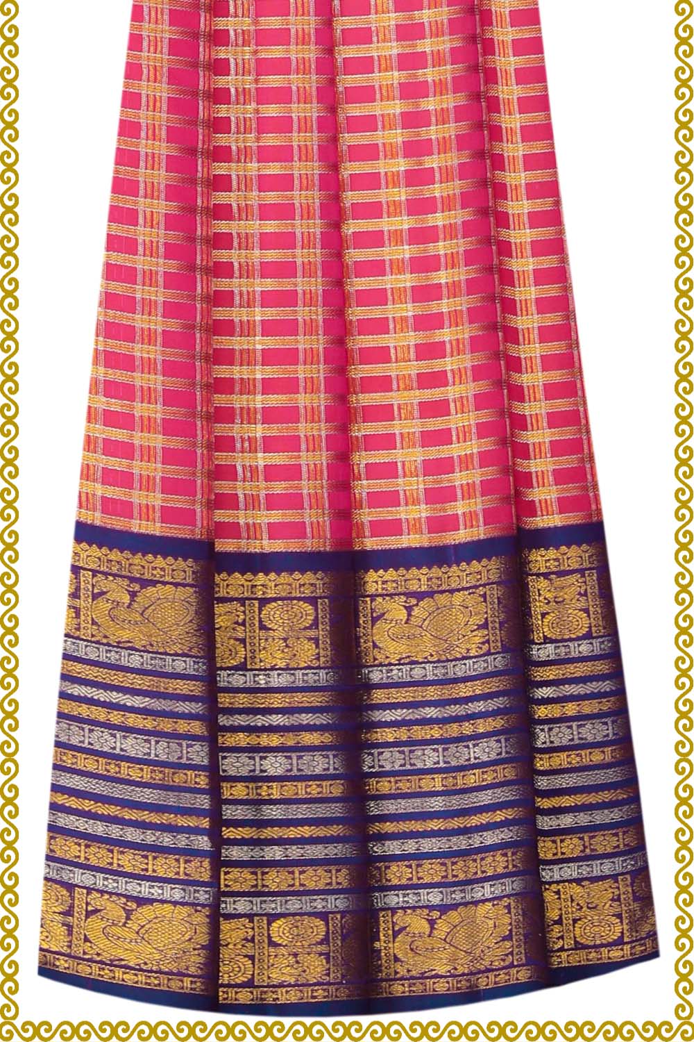 Image of Kanchipattu Pavada Pink Unstitched Set