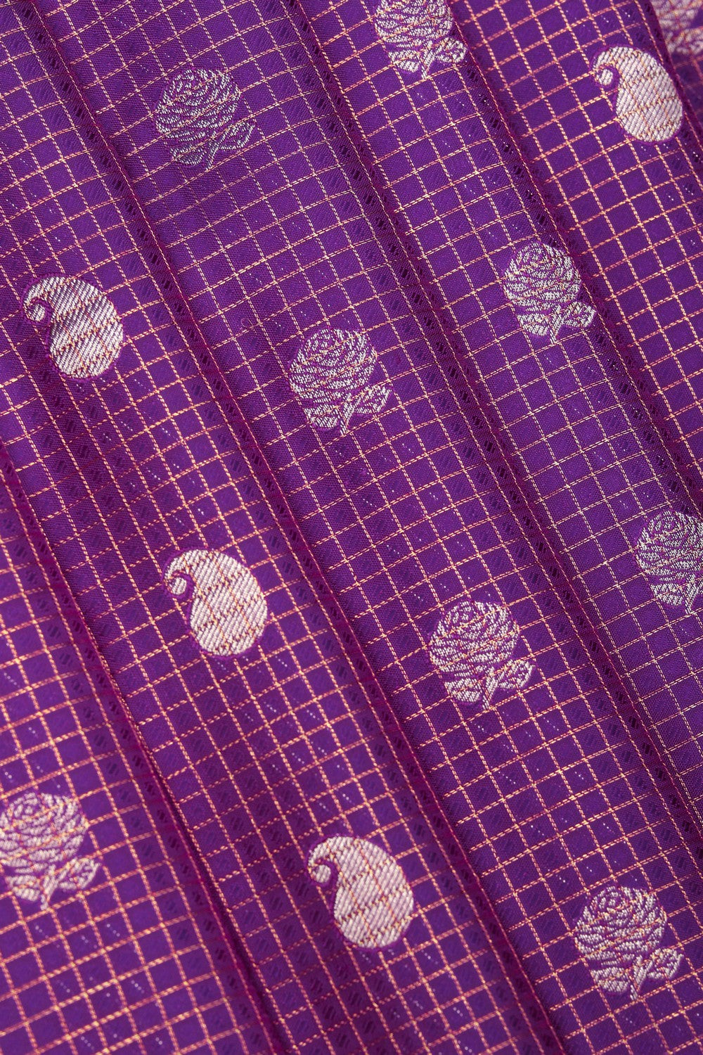 Image of Kanchipattu Pavada Dark Purple Unstitched Set