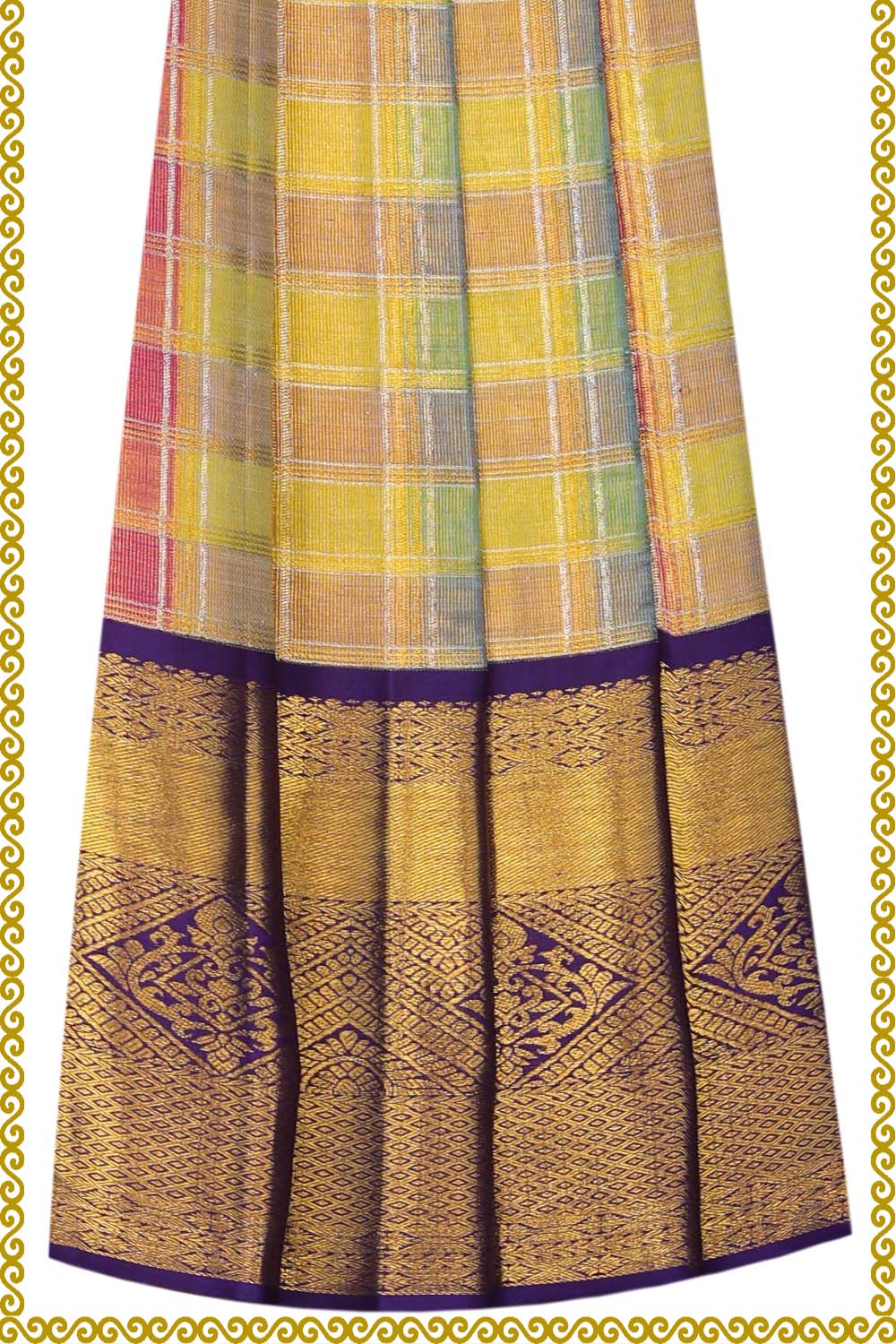 Image of Kanchipattu Pavada Multi-Coloured Unstitched Set
