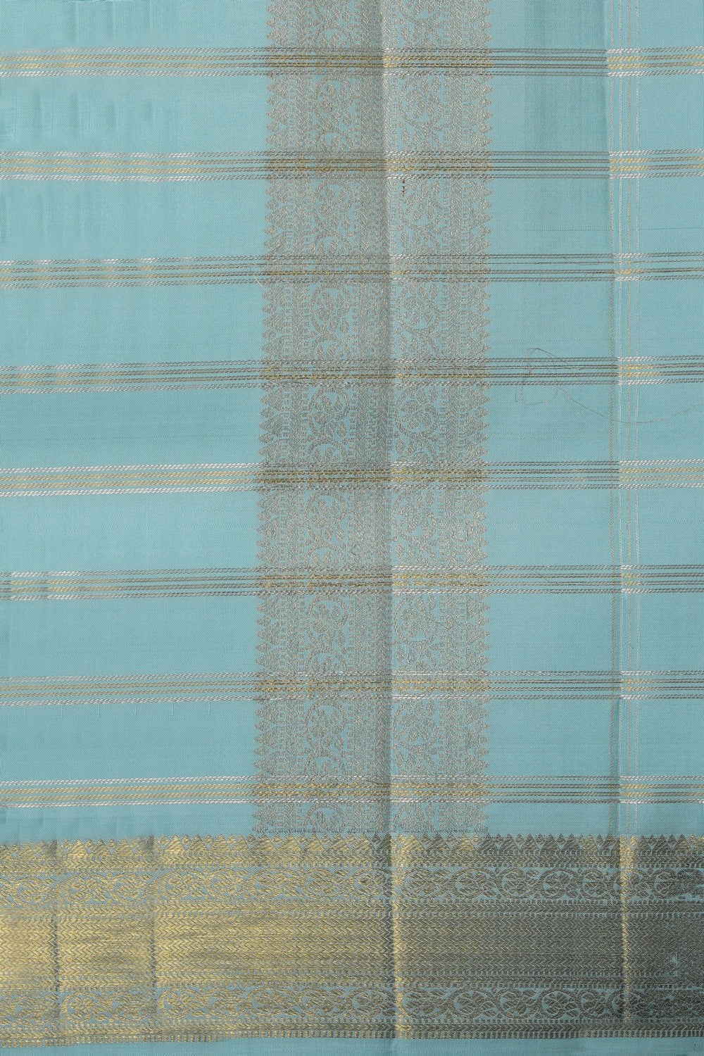 Image of Kanchi Silk Light Blue Traditional Dhoti With Kanduva (8 X 4)