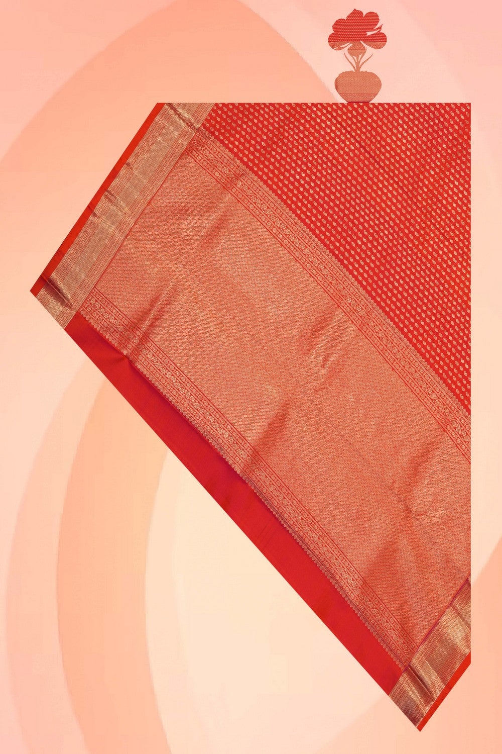 Image of Kanchi Silk Brocade Orange Dupatta