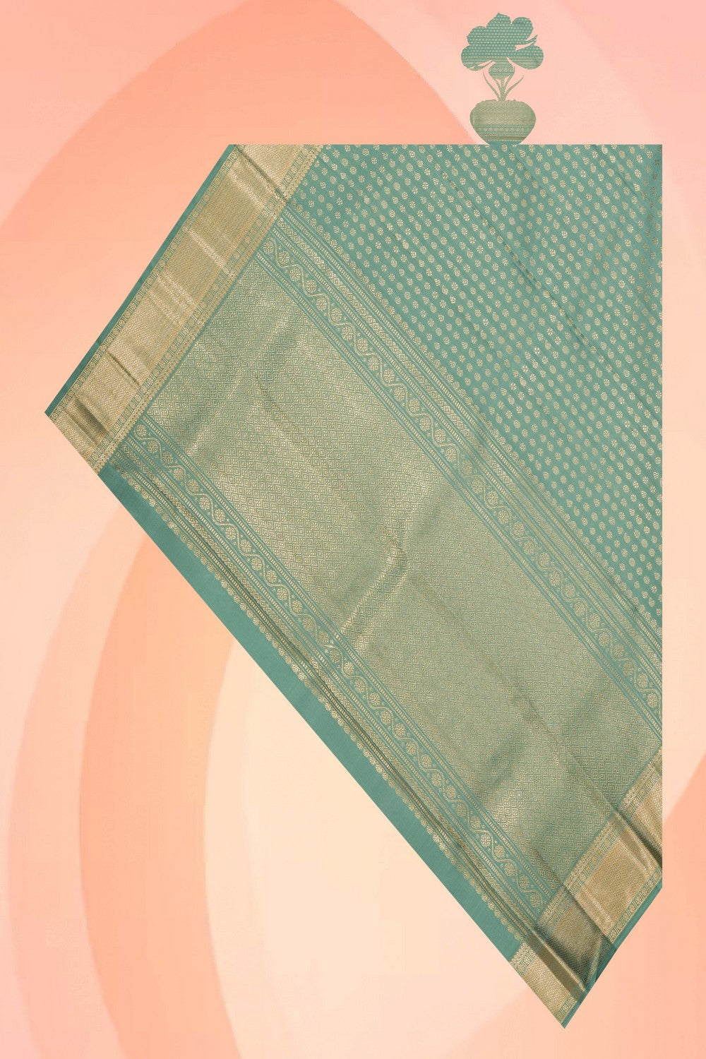Image of Kanchi Silk Brocade Sage Green Dupatta