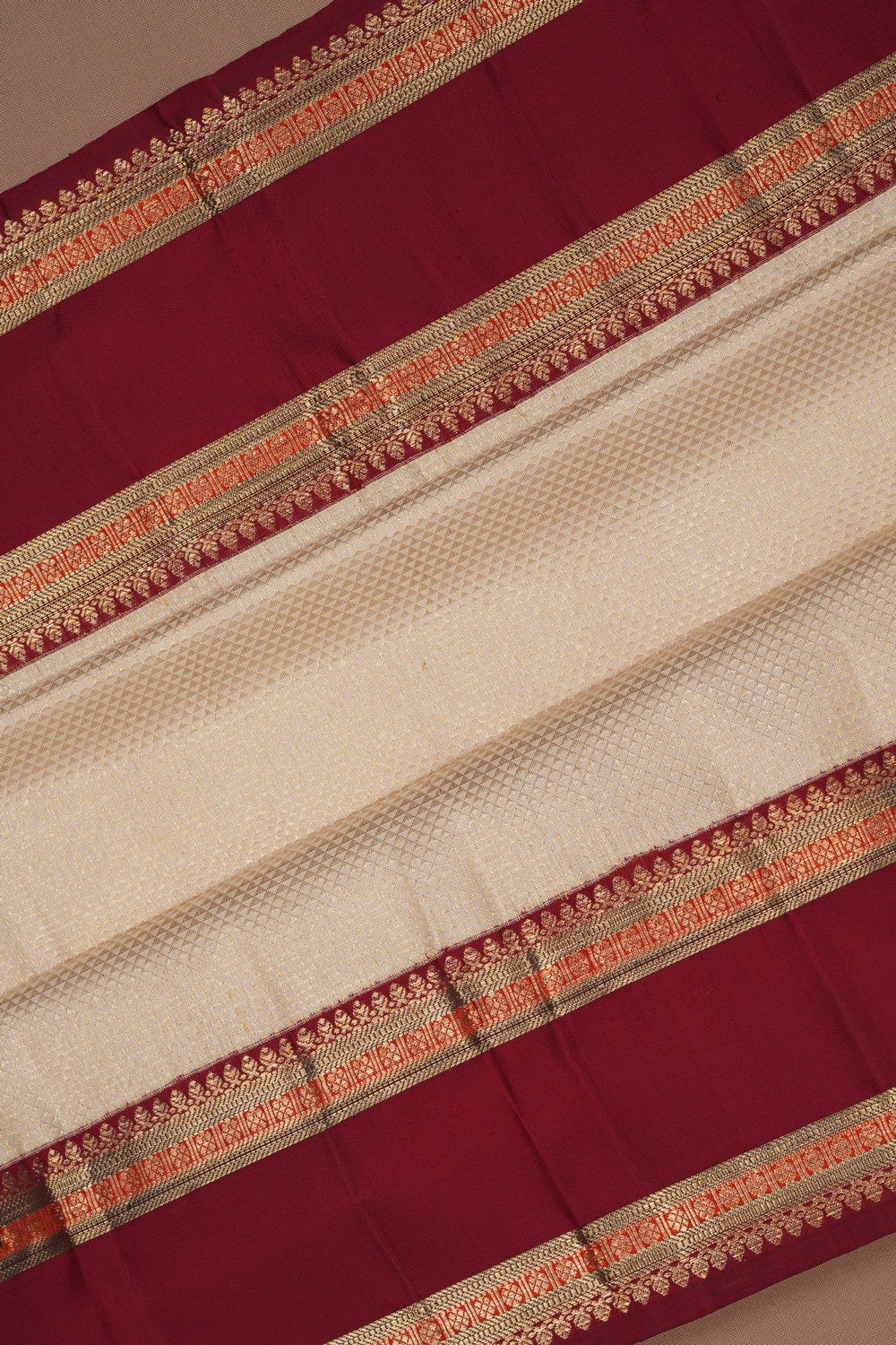 Image of Kanjivaram Silk Brocade Off-White Saree