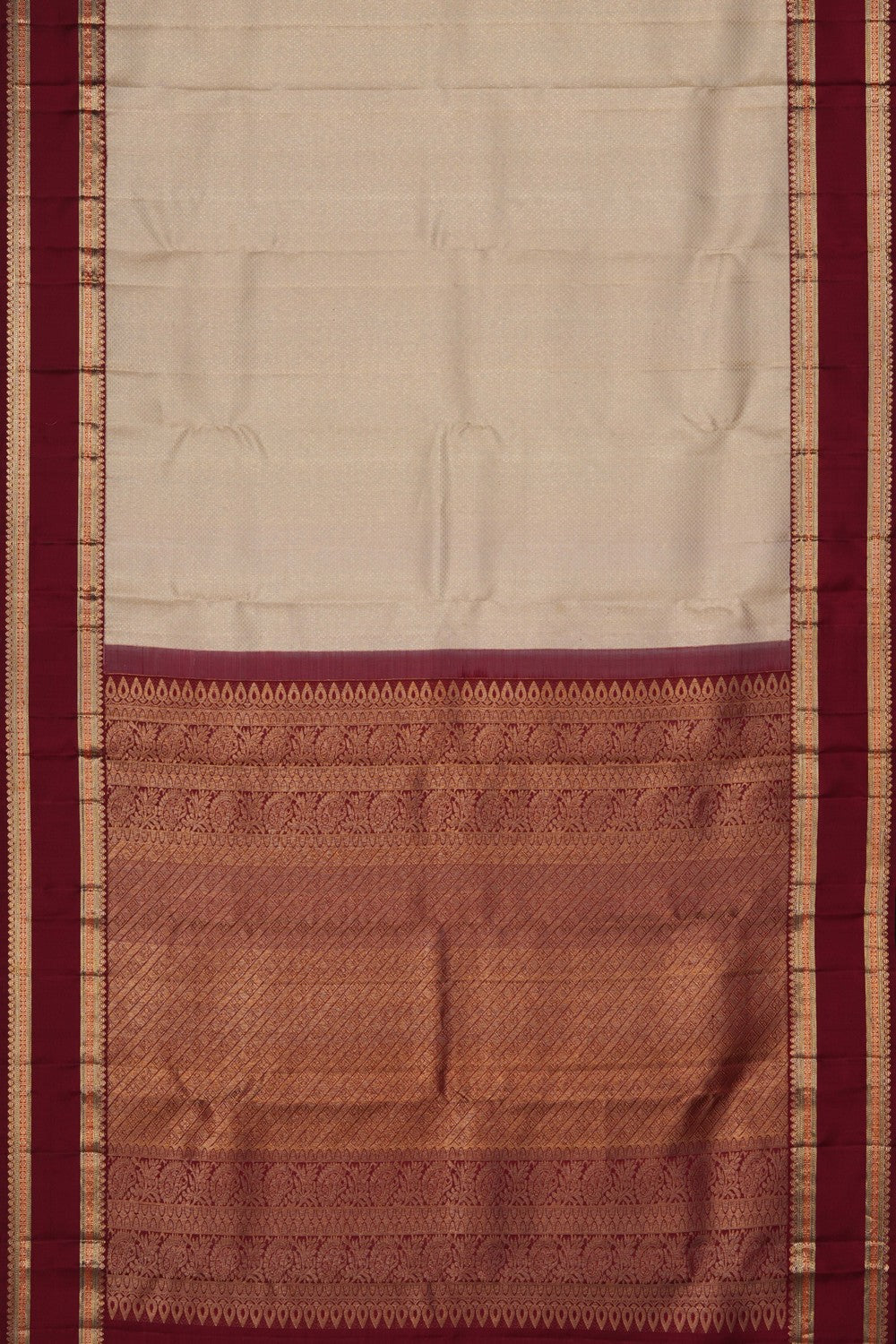 Image of Kanjivaram Silk Brocade Off-White Saree