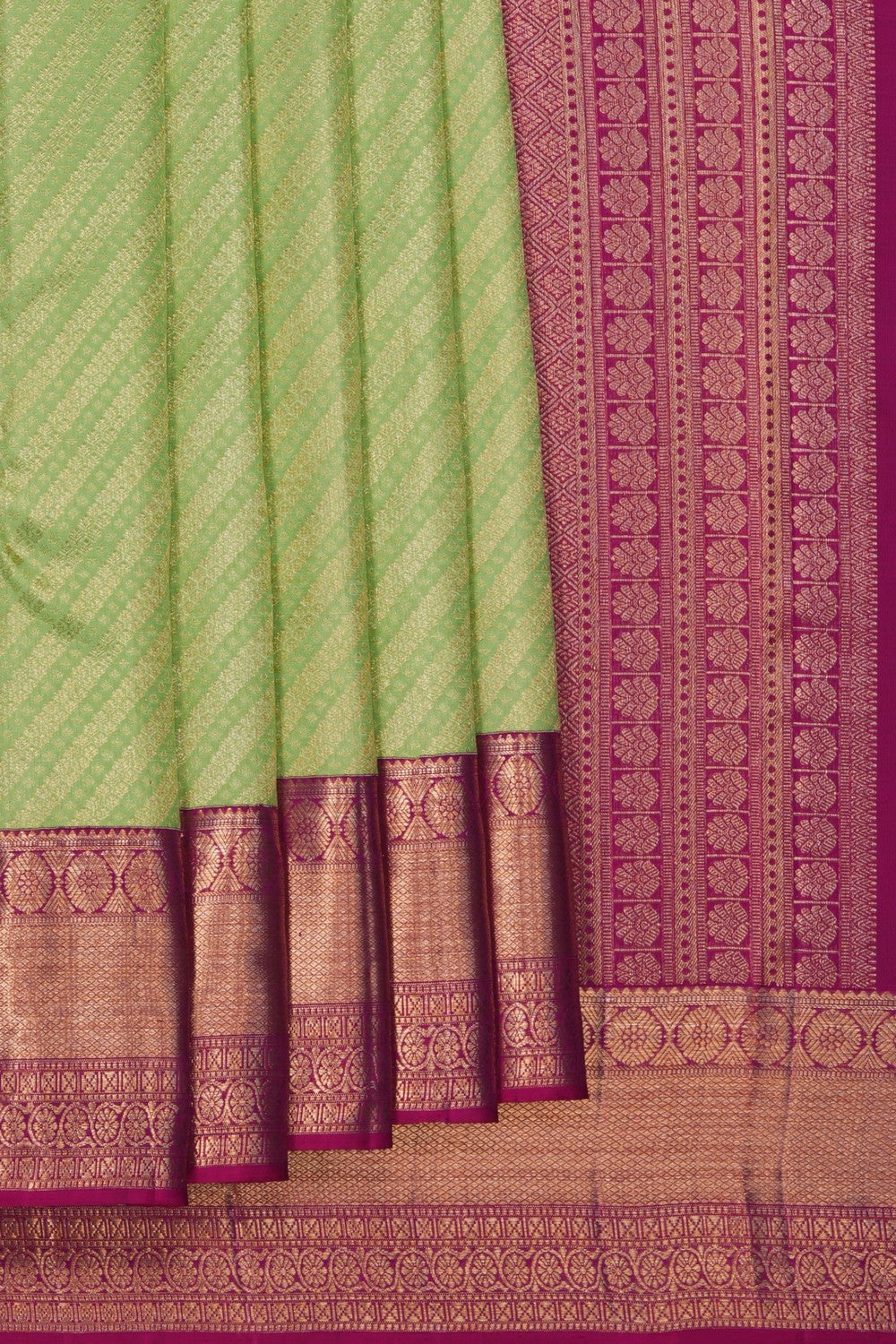 Image of Kanjivaram Silk Brocade Sage Green Saree