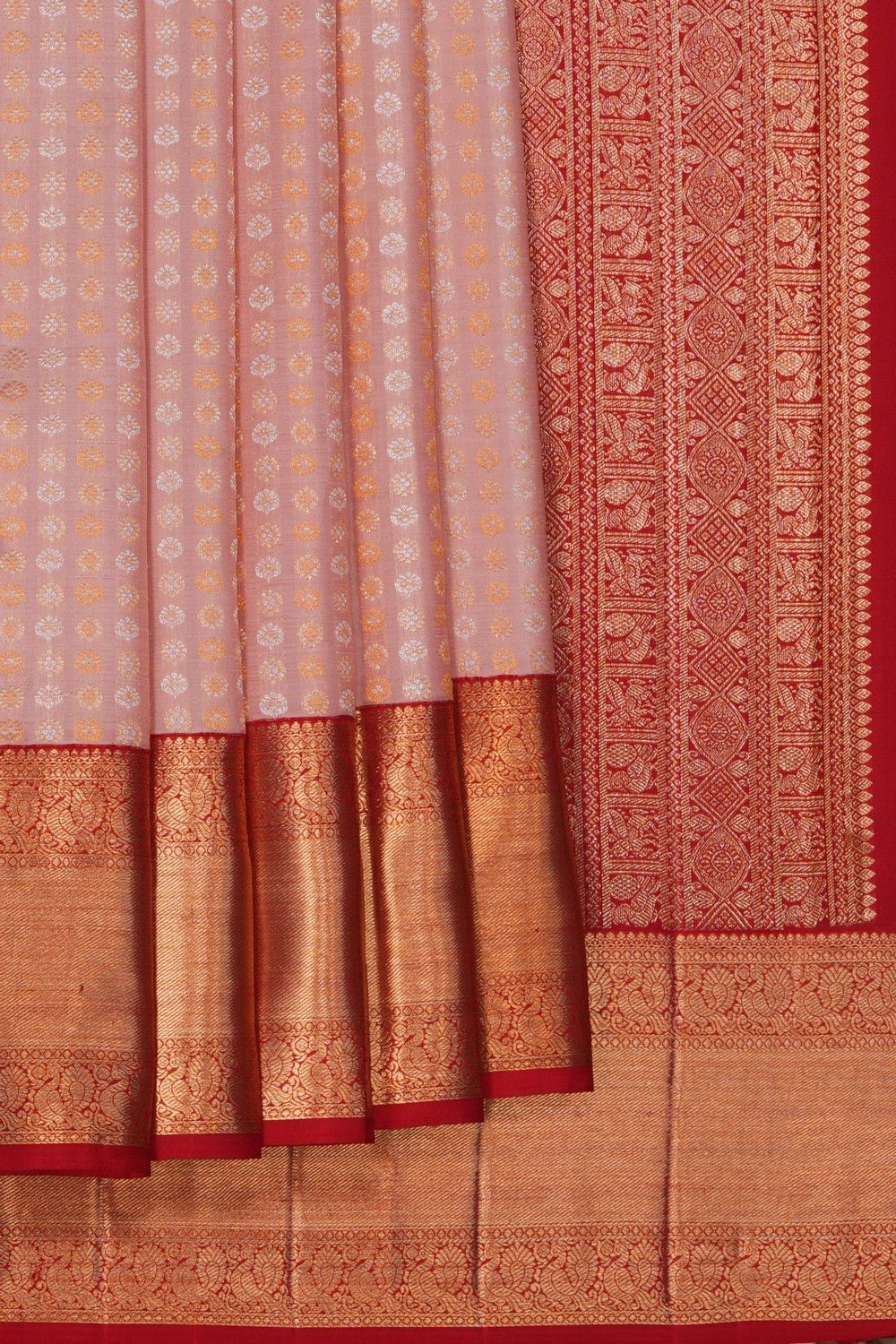 Image of Kanjivaram Silk Brocade Pink Saree