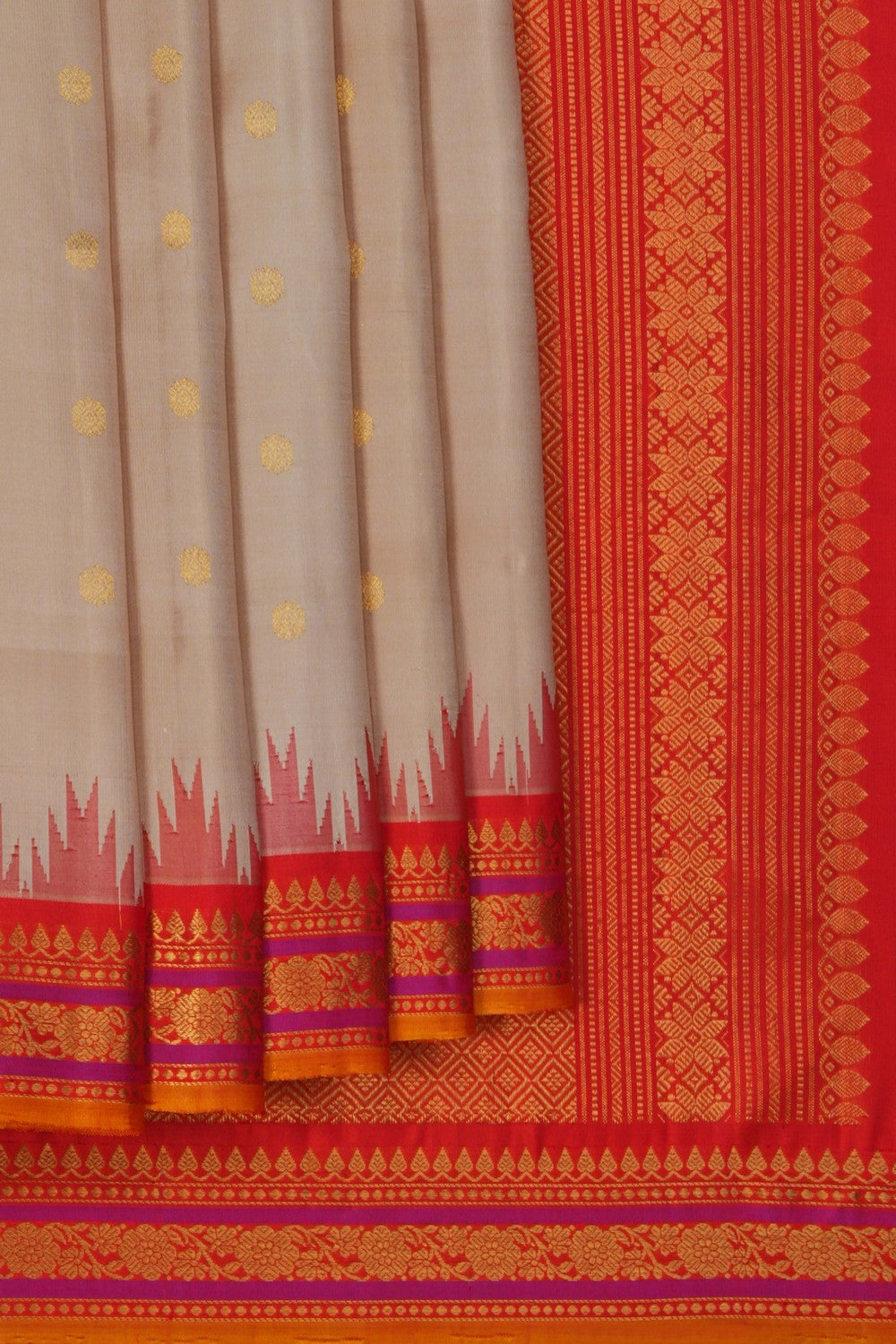 Image of Gadwal Silk Off-White Saree