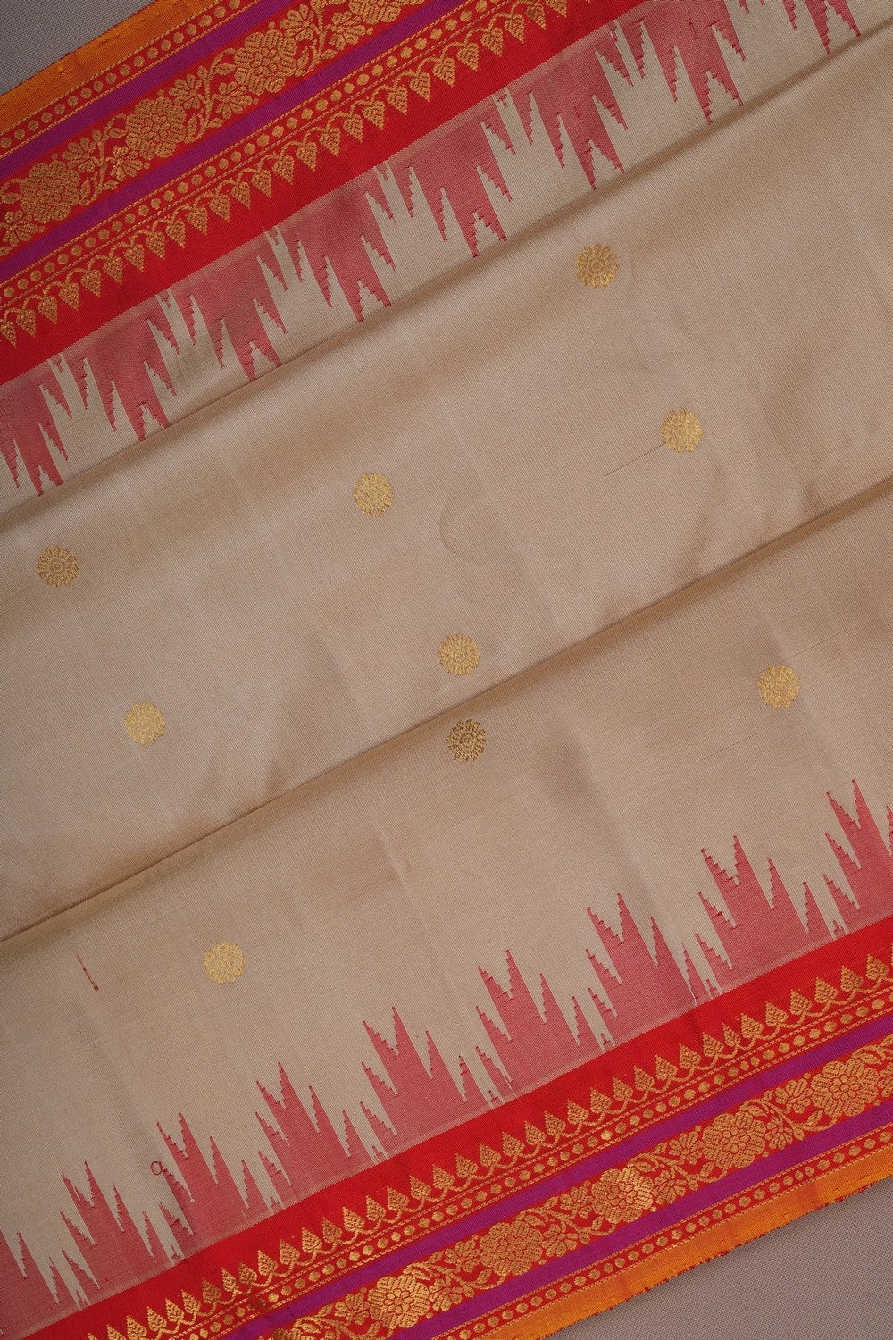 Image of Gadwal Silk Off-White Saree