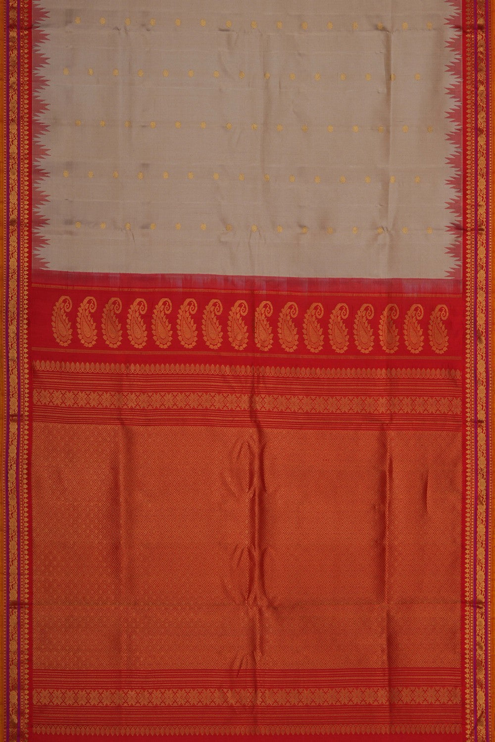 Image of Gadwal Silk Off-White Saree