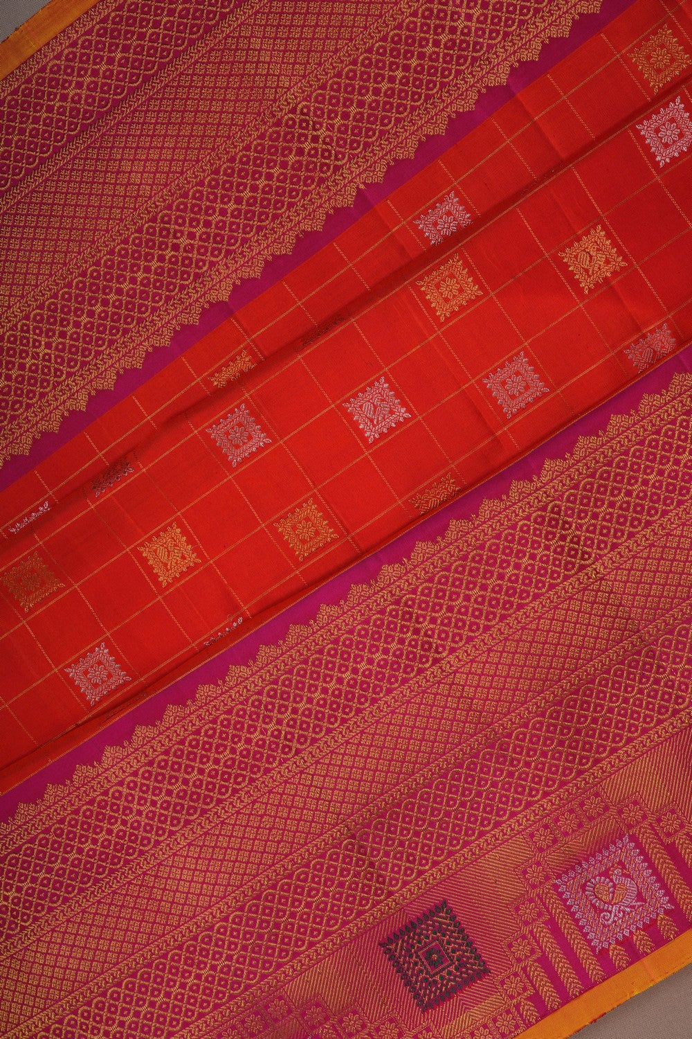 Image of Gadwal Silk Orange Saree