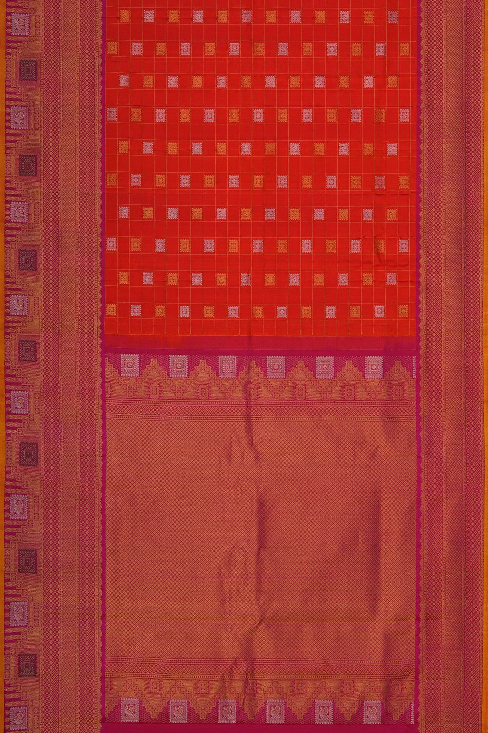 Image of Gadwal Silk Orange Saree
