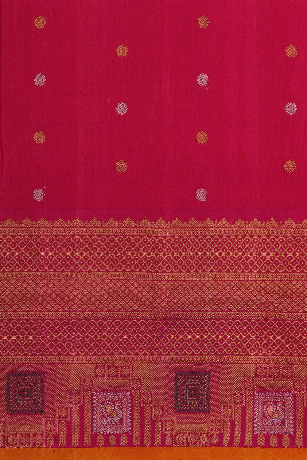 Image of Gadwal Silk Orange Saree