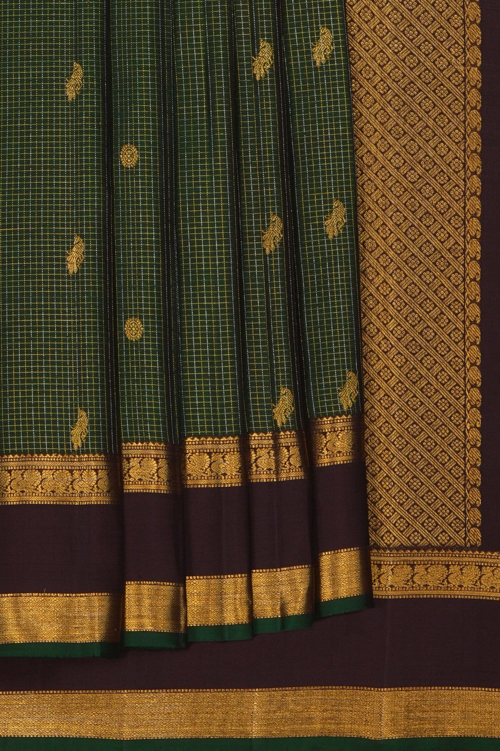 Image of Kanchipattu Silk Dark Green Saree