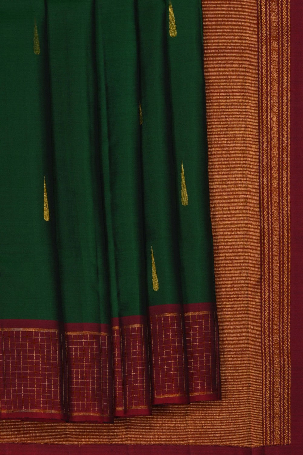 Image of Kanchipattu Silk Dark Green Saree