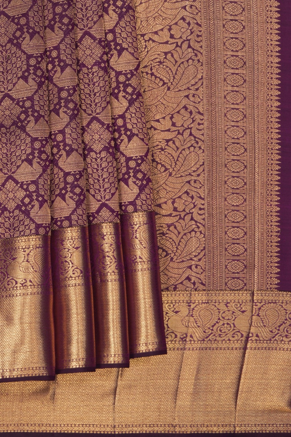 Image of Kanchipattu Silk Dark Purple Saree