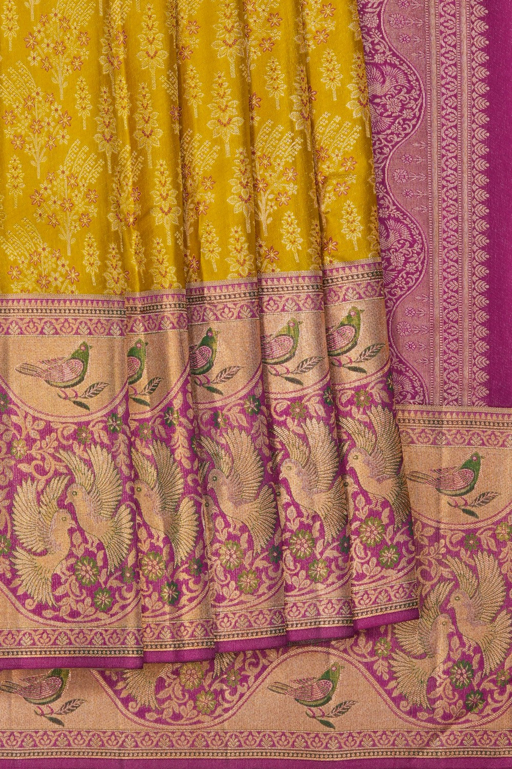 Image of Kanchipattu Tissue Yellow Saree