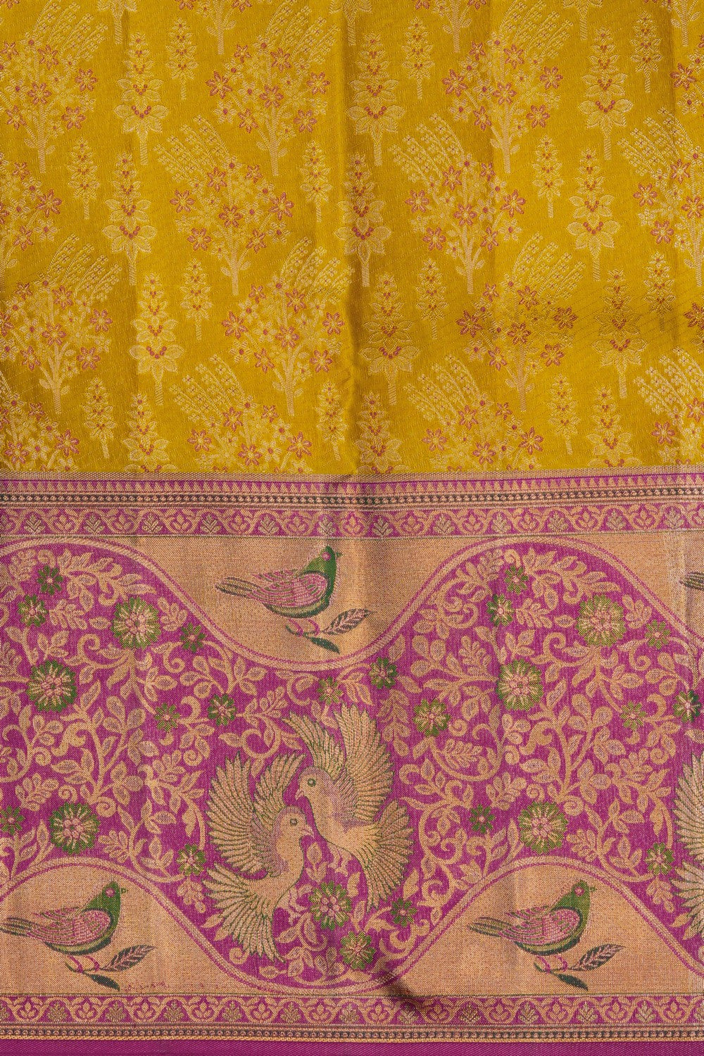 Image of Kanchipattu Tissue Yellow Saree