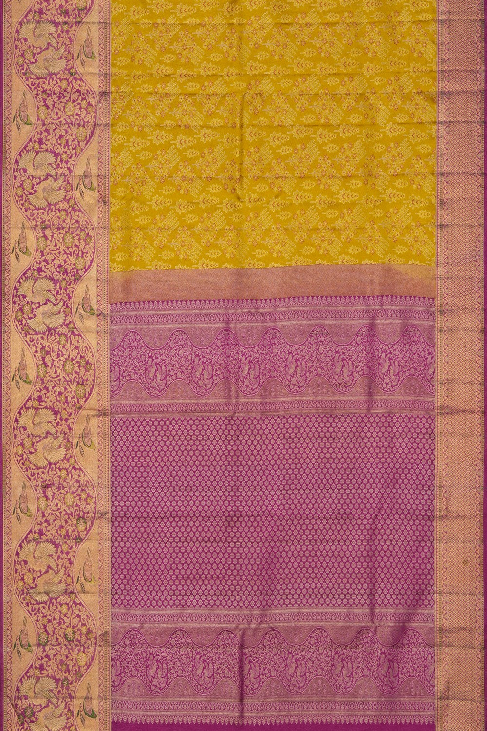 Image of Kanchipattu Tissue Yellow Saree