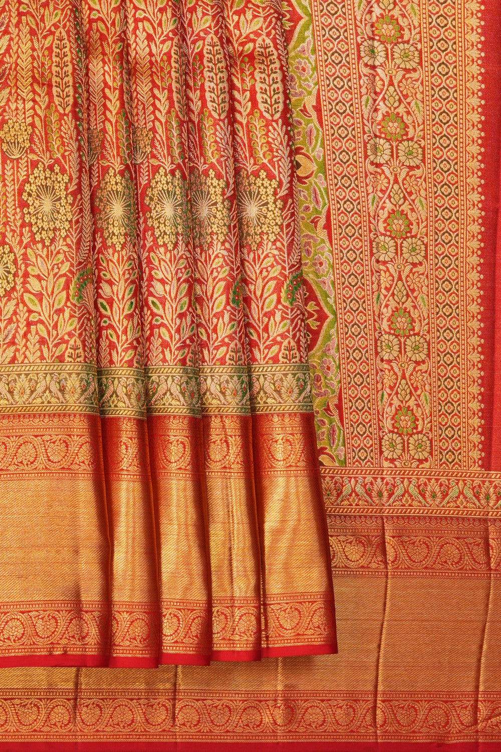 Image of Kanchipattu Tissue Red Saree