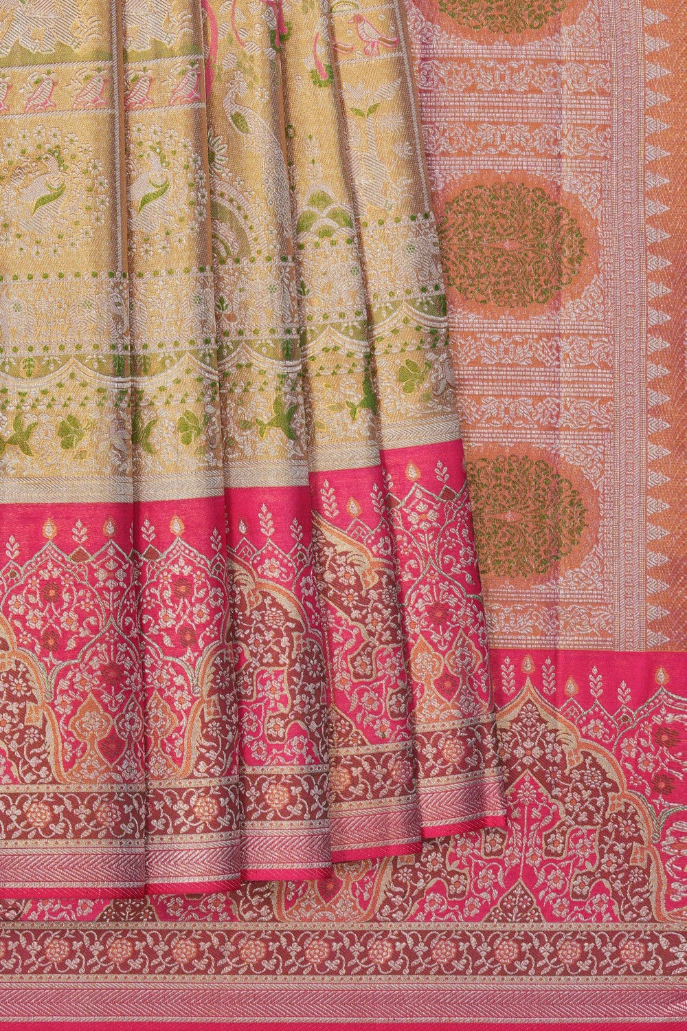 Image of Kanchipattu Tissue Brocade Gold Saree