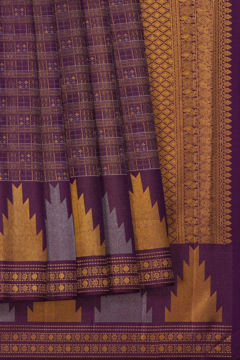 Image of Kanchipattu Tissue Dark Purple Saree