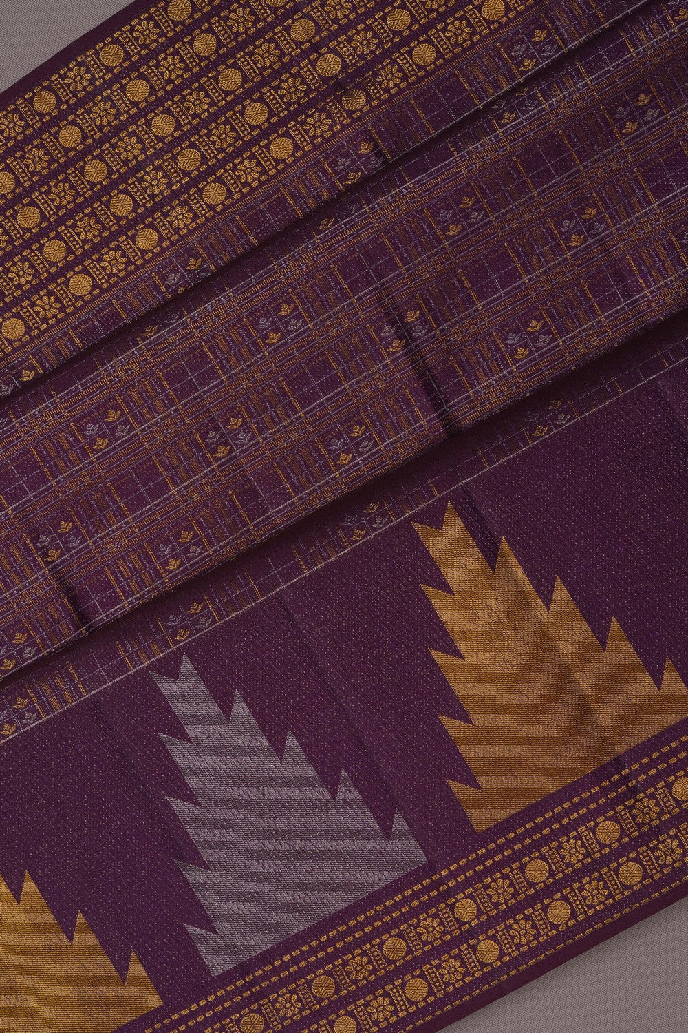 Image of Kanchipattu Tissue Dark Purple Saree