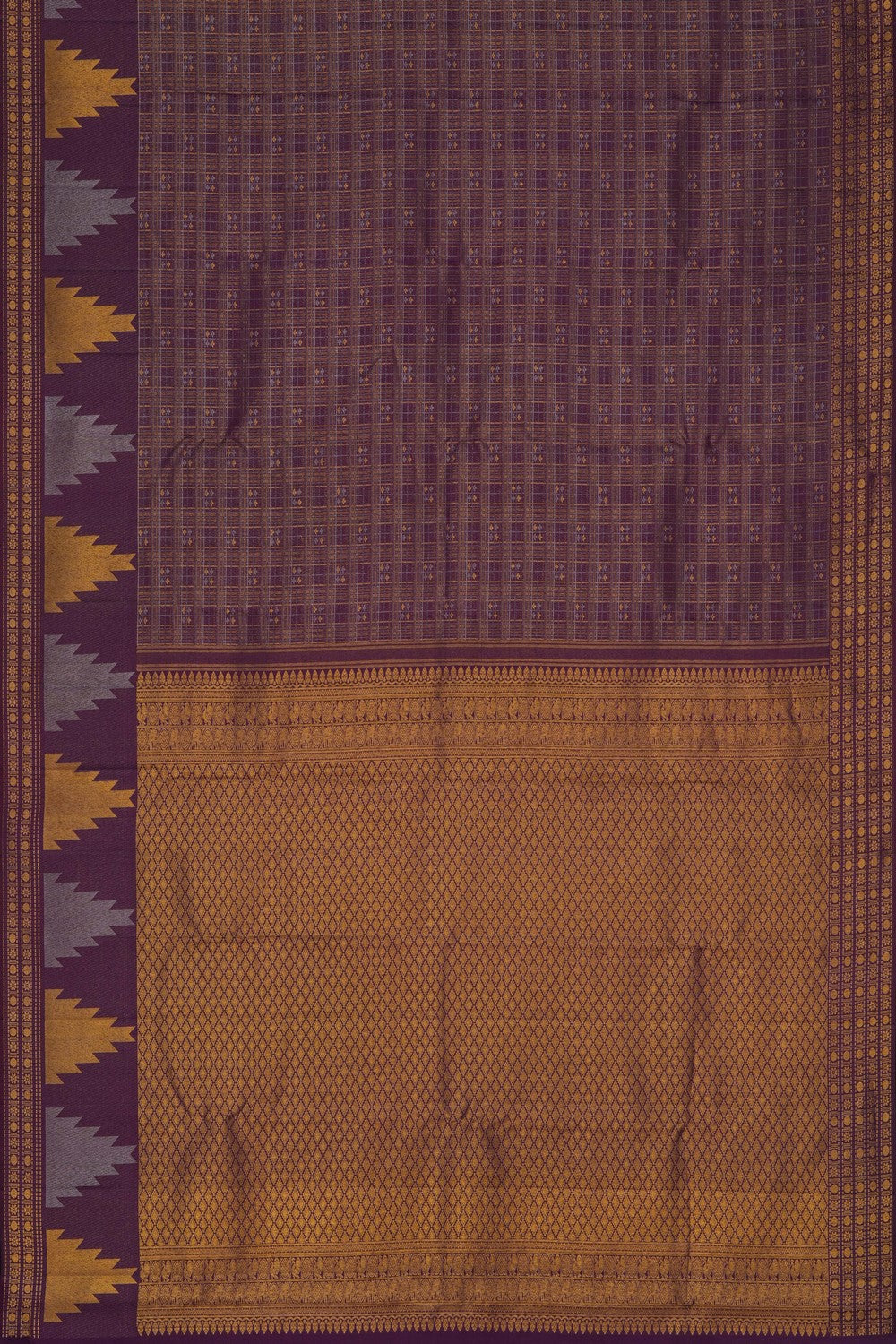 Image of Kanchipattu Tissue Dark Purple Saree