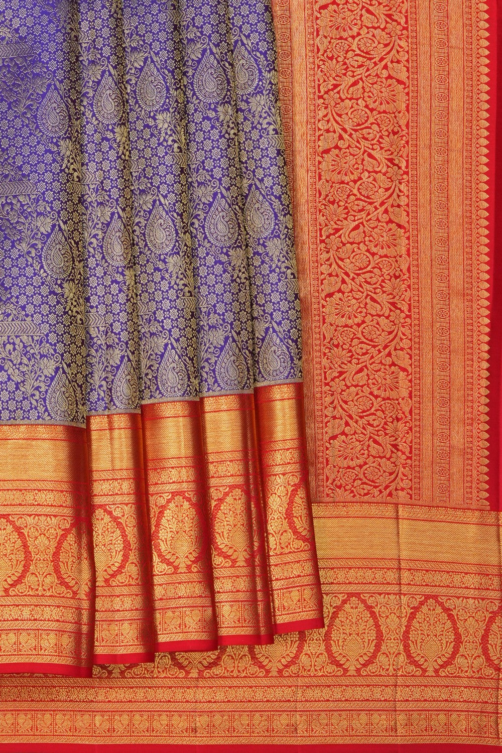 Image of Kanchipattu Tissue Dark Blue Saree